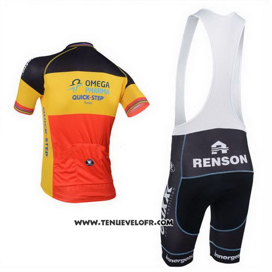 2013 Maillot Ciclismo Omega Pharma Quick Step Champion Belgique Manches Courtes et Cuissard